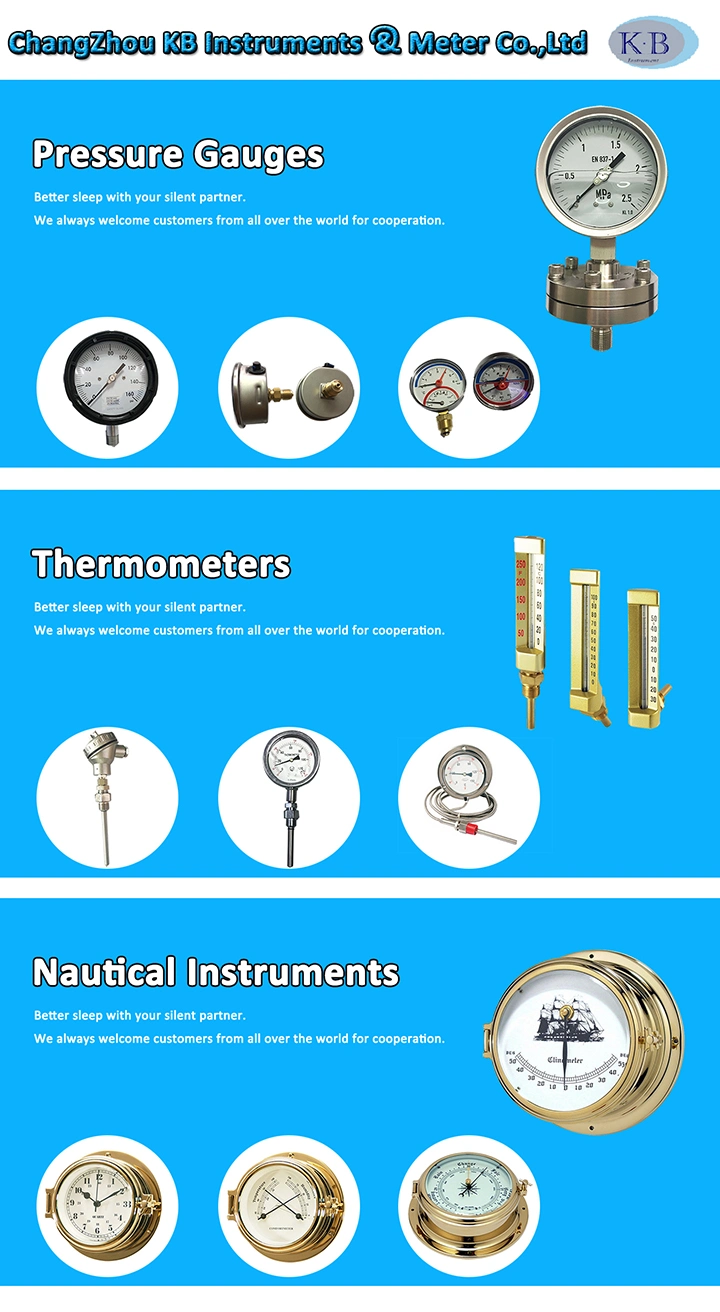 Stainless Steel Liquid Filled Brass Movement OEM Logo Pressure Gauge Manometer