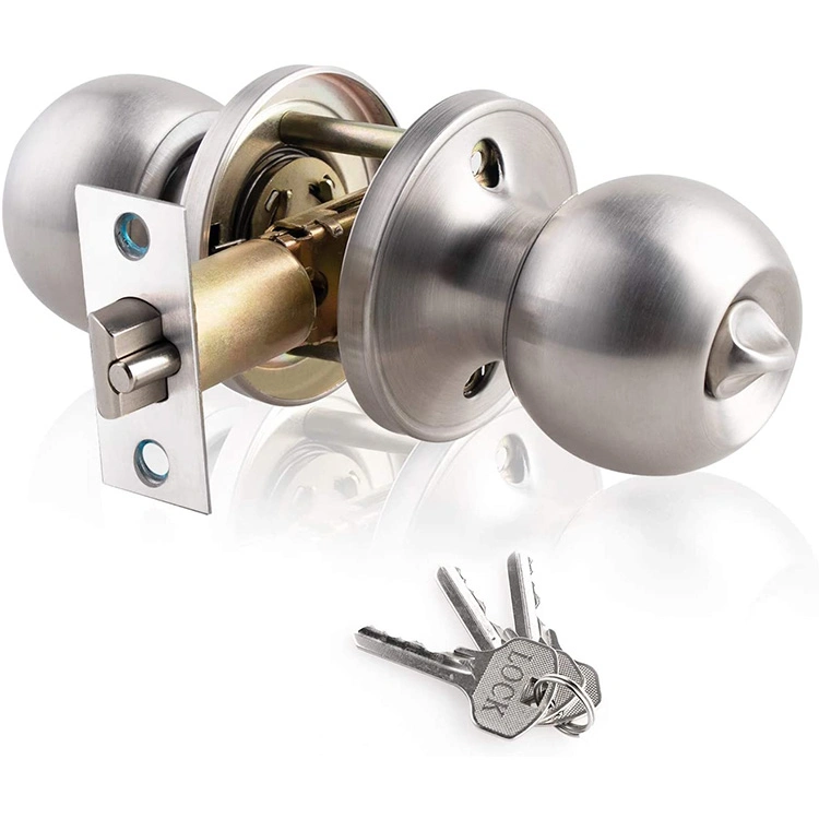 Ball Door Knob Keyed Entry Function in Satin Stainless